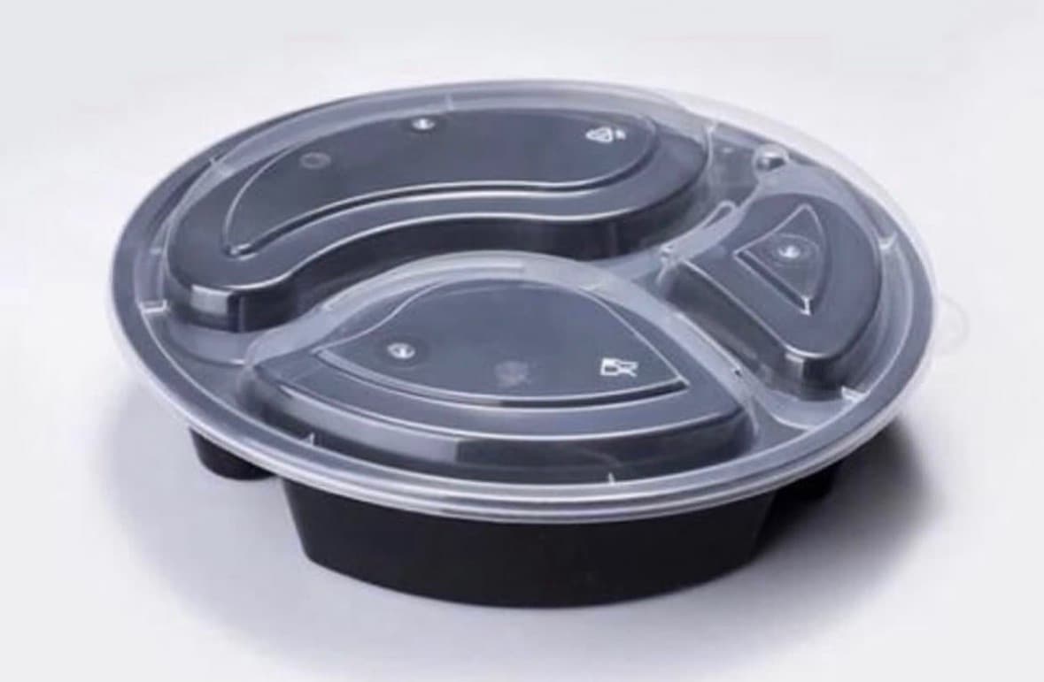 3 - Compartment Round Black bowl