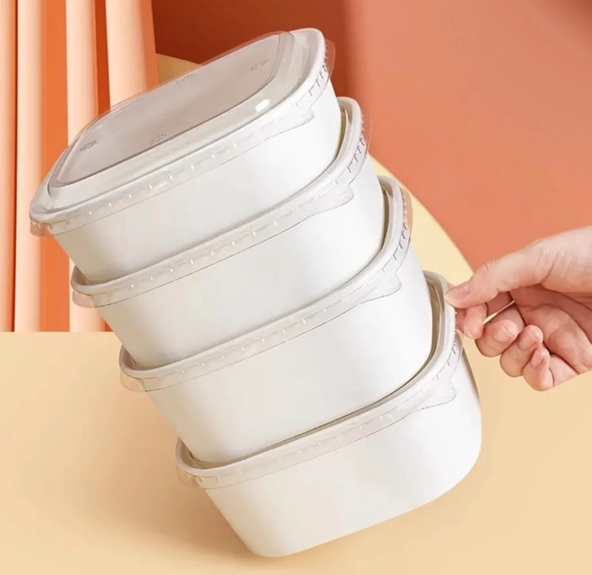 750ml - Square Kraft bowl (white)