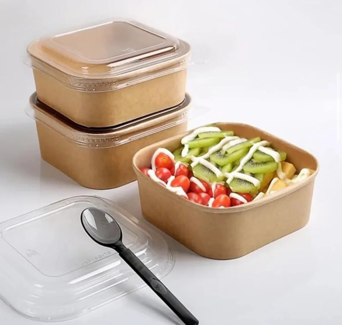 1400ml - Square Kraft bowl (brown)